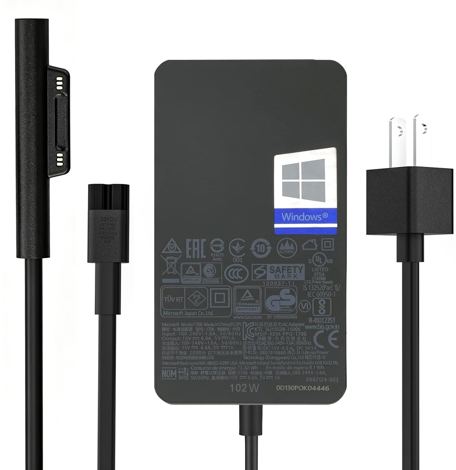 Surface Charger,102W Microsoft Surface Charger for Surface Book 1/2/3, Surface Laptop Studio, Surface Pro 3/4/5/6/7/7+/8/9/10/11, Surface Laptop 1/2/3