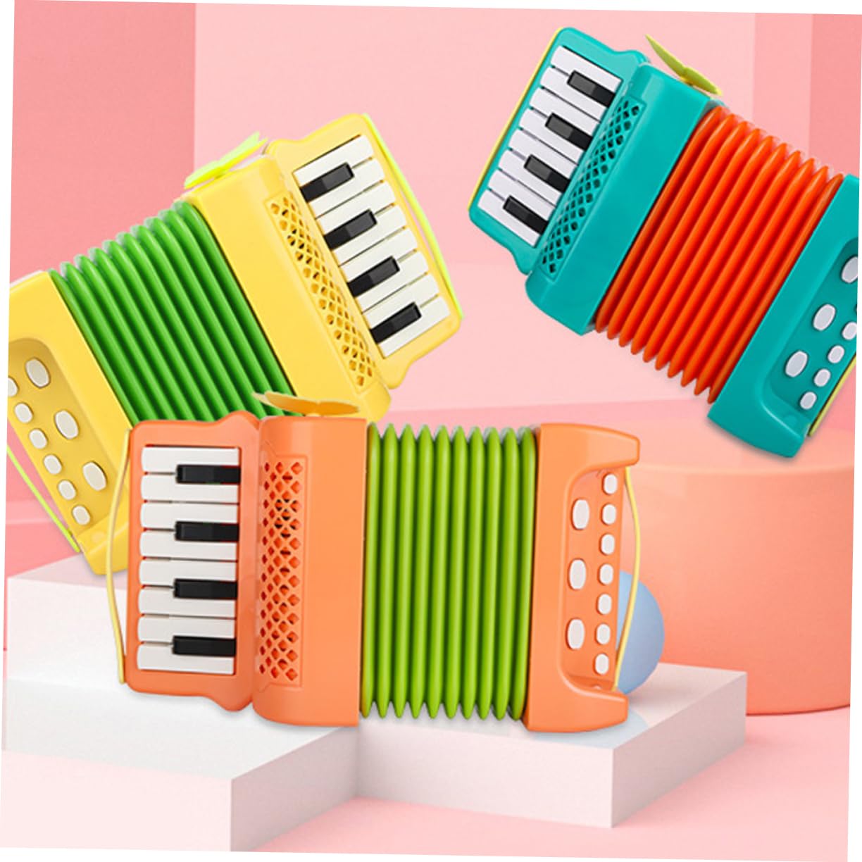 ibasenice Kinder Akkordeon Handgriff Musikinstrument Mit Cartoon Motiv Grünes Vorschulspielzeug Zur Frühkindlichen Und Handmuskeltraining