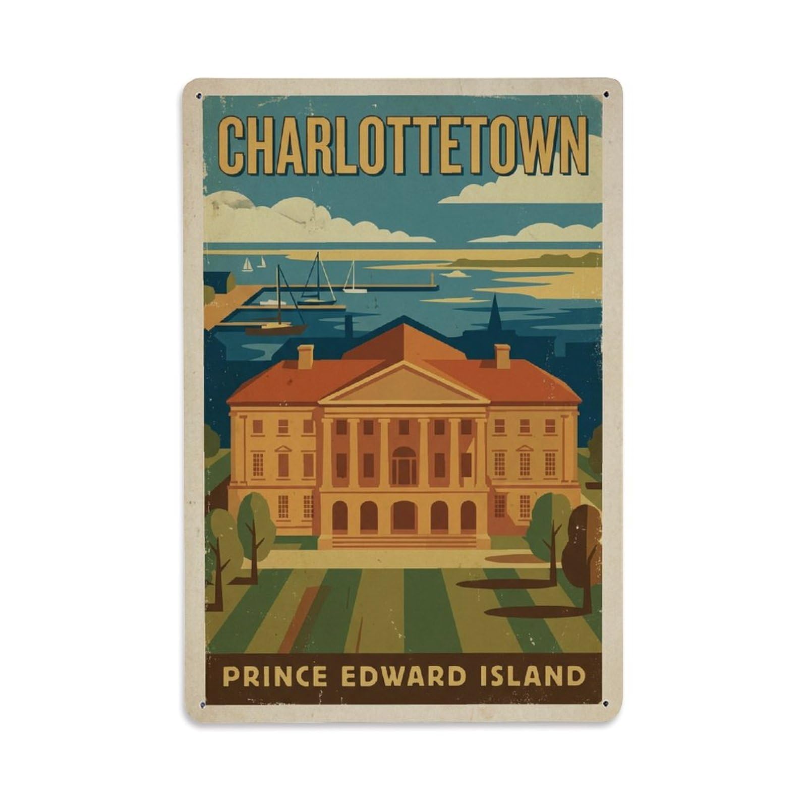 Xanthor Style Retro Travel Canada Charlottetown Metal Tin Sign
