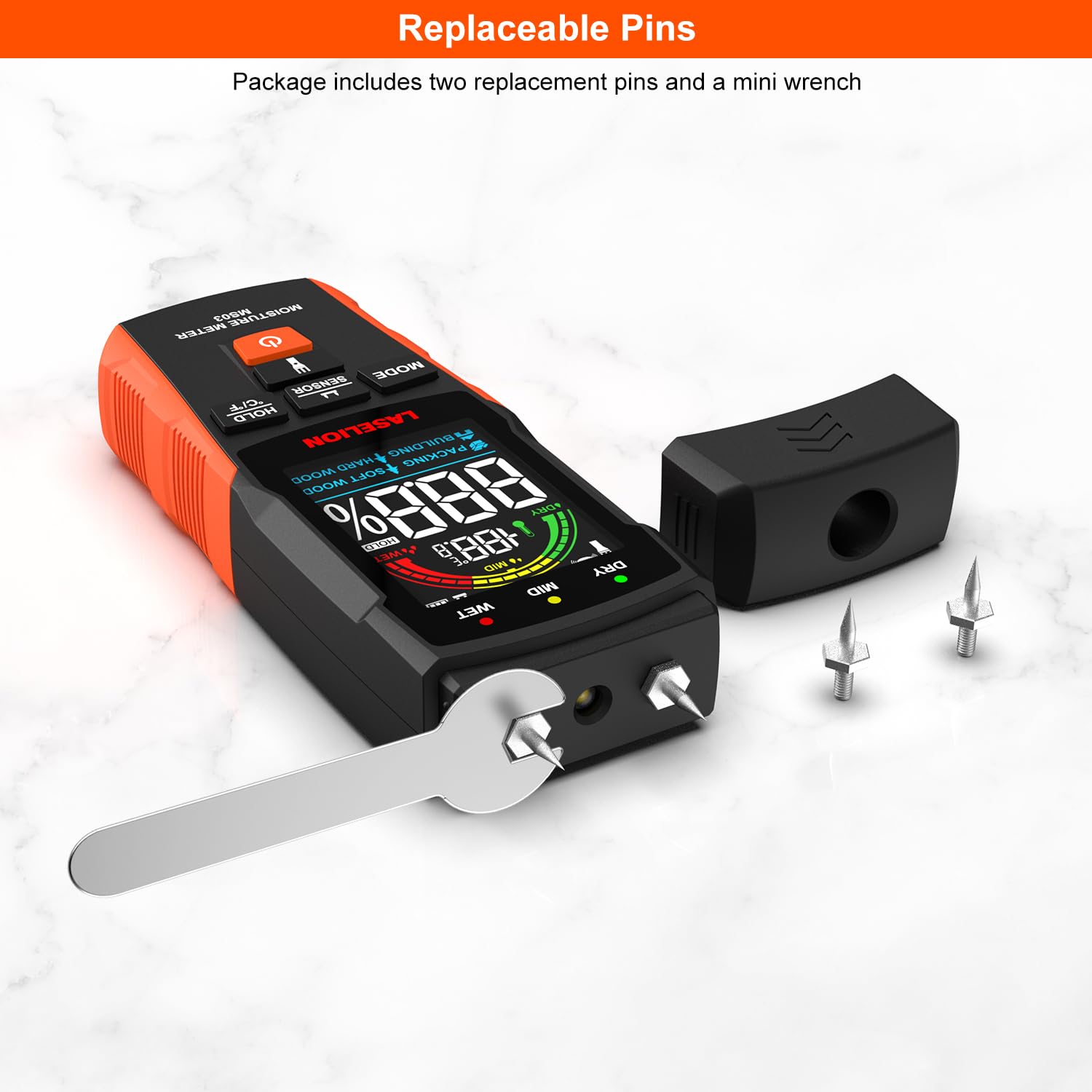 LASELION 2-in-1 Moisture Meter - Pin & Pinless -8