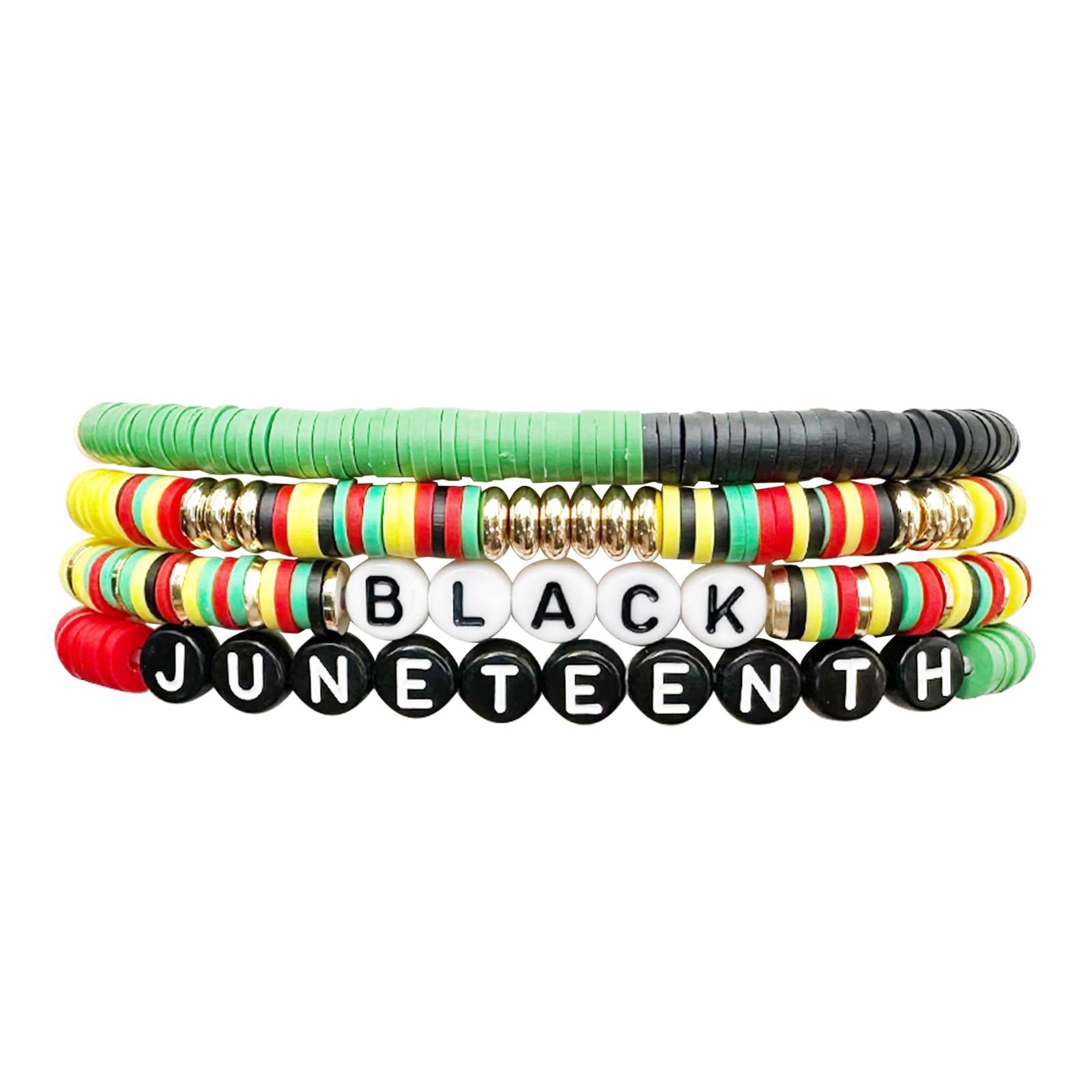 Luolinice Happy Juneteenth Clay Bracelets 1865 Black American Independence Bracelets Juneteenth Gifts for Adults Women Holiday Decorations