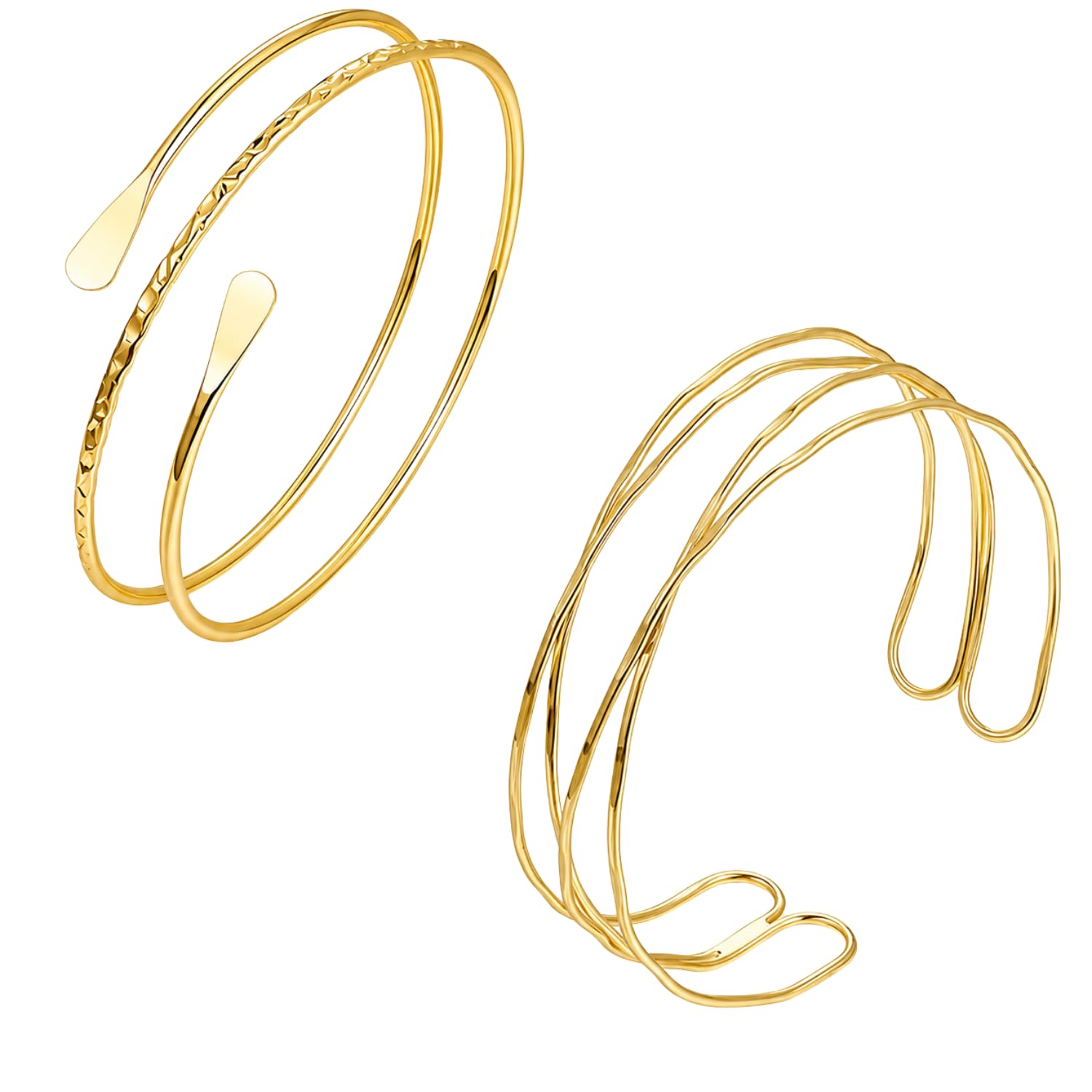 2Pcs Arm Cuff Jewellery for Women, Adjustable Arm Cuff Bracelet, Alloy Armlet for Women, Stylish Accessories for Parties Festivals Daily Wear, Gift for Fashion Lovers-image-8
