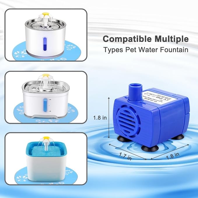 Bomba para Fuente de Agua para Gatos AYNEFY, Acero Inoxidable, Azul miniatura 2