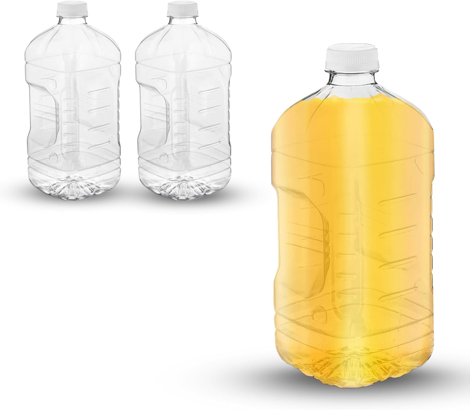 MT Products Clear PET Plastic Juice Bottles 64 oz. - Empty Container with Tamper Evident Caps (Set of 2) - Made in the USA