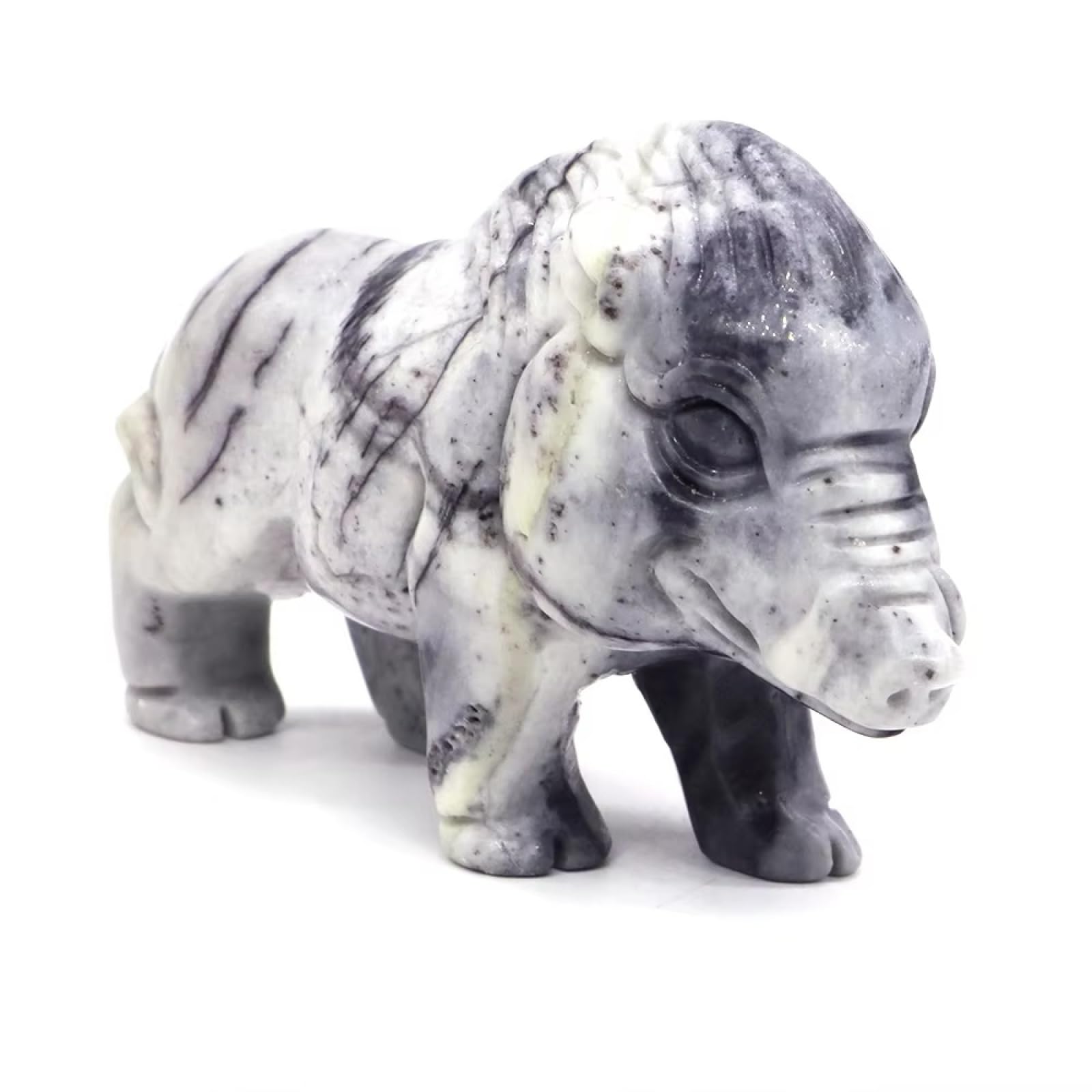 2.8" Wild Boar Statue - Hand Carved Animal Figurine with Natural Crystals | Gemstone Home Decor | Desktop Ornament Gift