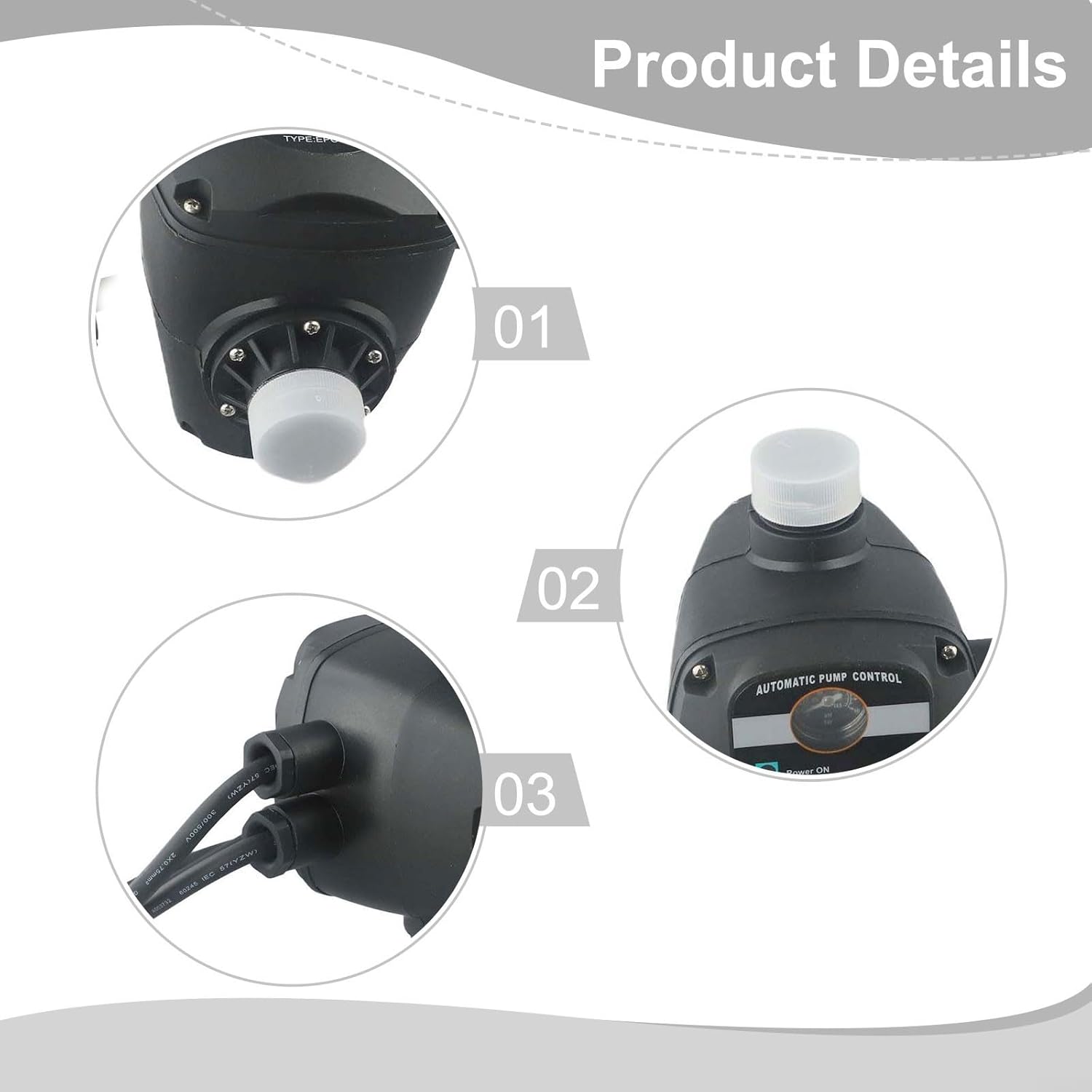 Fully Automatic Water Pump Controller with Flow Switch, IP54 Waterproof Pressure Control for Booster Pumps, ABS Housing, Garden Irrigation