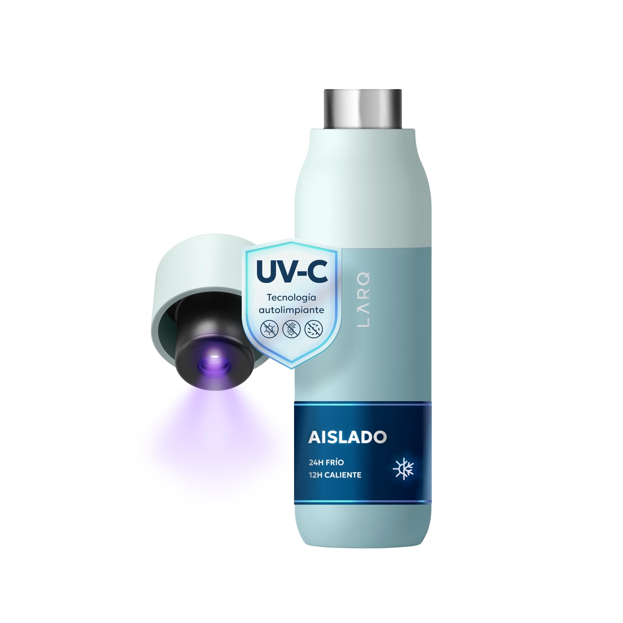 LARQ PureVis 500ml – Botella Térmica Autolimpiable con Purificador de Agua UV-C – Acero Inoxidable de Doble Pared – Hermética – Mantiene Frío y Calor – Diseño Premiado - Seaside Mint