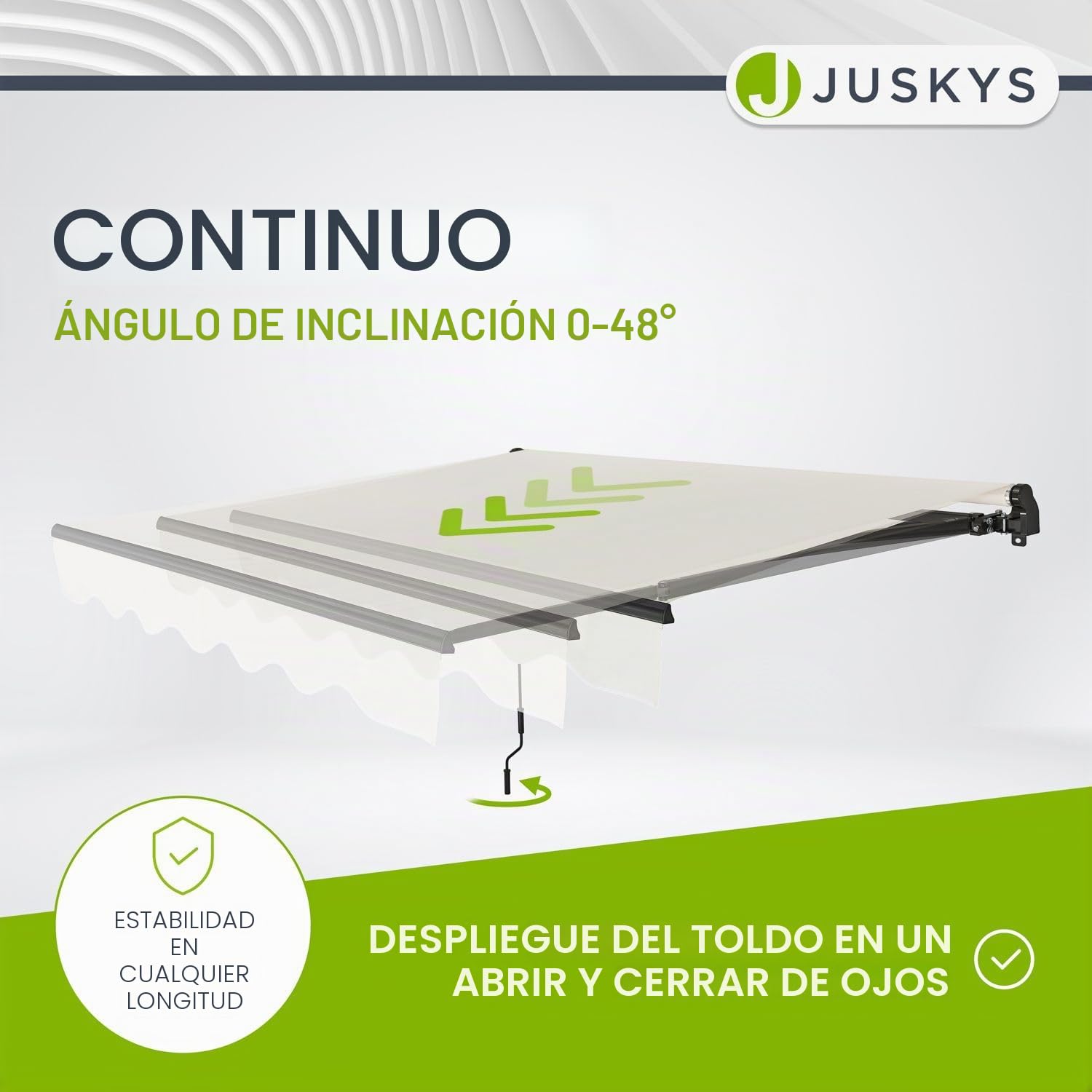 Juskys toldo 350 x 300 cm - Sombra en terraza y balcón - Toldo articulado con manivela y Soporte - Toldo de protección Solar para balcón toldo articulado Beis