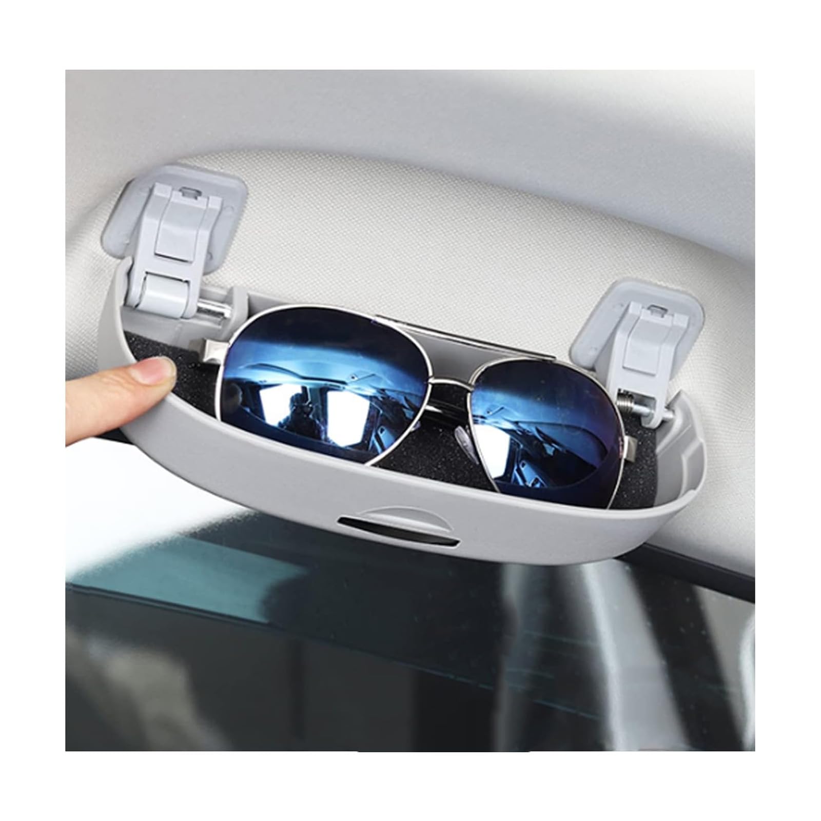 SXCY for 2022 2023 2024 2025 Lexus RX NX ES Glasses Holder Box Fit 2022-2024 2025 RX NX UX ES Lexus Accessories 2024 RX NX Sunglasses Case Holder Grab Handle Storage Box Nonslip Mat (Gray)