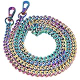 TOCCOOL Rainbow Metal Wallet Chain Strap, 48 Inch Shoulder Crossbody Strap with Metal Buckle, Alternative to Flat Chain Strap for Wallet Bag, DIY Women's Bags (Colorful)