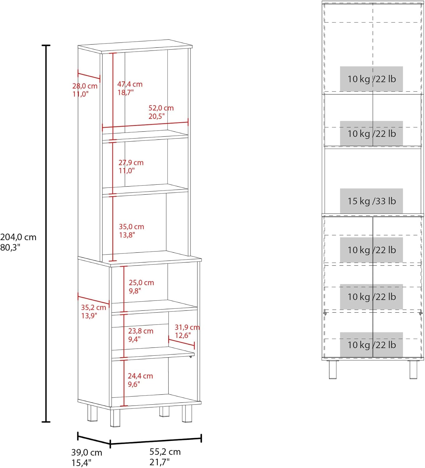 80" High Double Cabinet Kitchen Pantry, Storage Cabinet, with Six Shelves for Kitchen, White,for The Kitchen