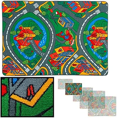 LUCA HOME - Alfombra Infantil Carretera, Juegos, Ciudad, alcolchada - Alfombra Infantil Plegable - Alfombra Juegos Circuito Coches con Base Antideslizante - Alfombra Carretera Coches 120 x 160cm