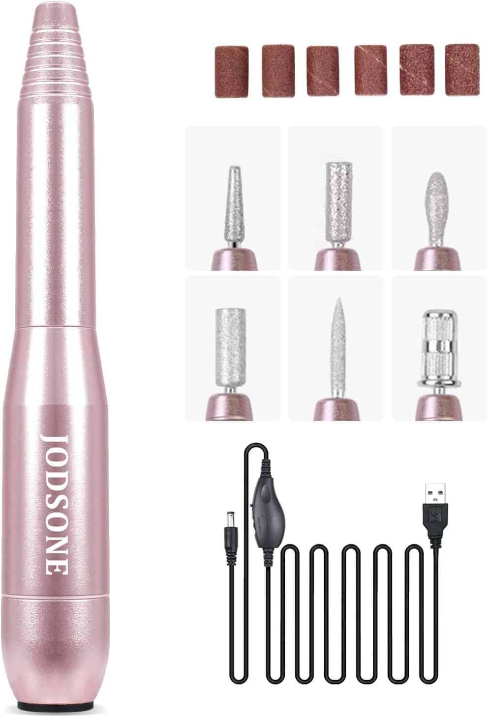 JODSONE 6 in 1 Nagelfräser, Elektrische Nagelfeile für Acryl und Gelnägel, Professionell Nagelfräser, Efile Maniküre und Pediküre Set