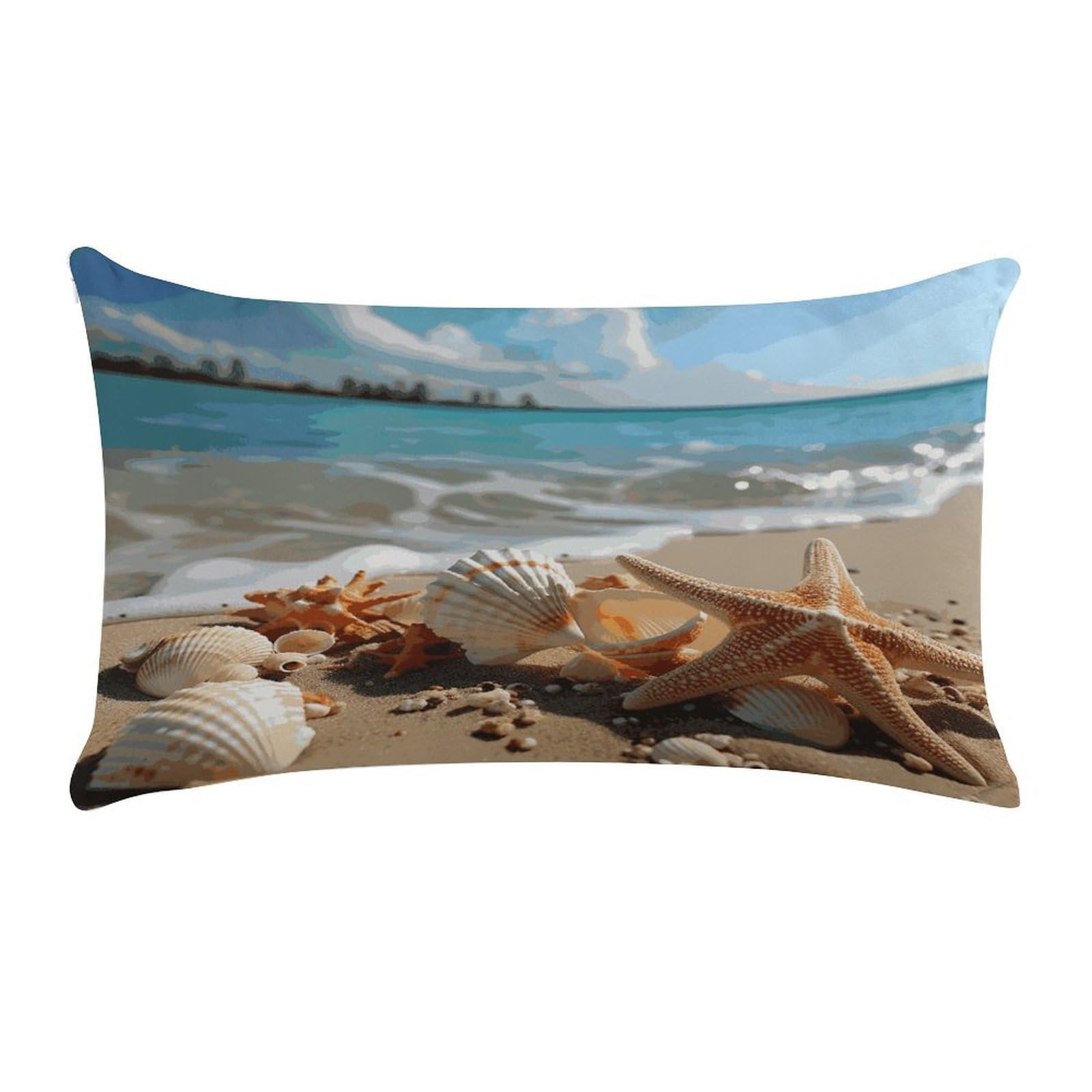 Adfgyerh Style Seashells Starfish On Beach Pillow Covers，20X12inch,Invisible Zipper Design，Throw Pillow Cover,Short Plush，Ultra-Soft Fabric On Both Sides Home Decor，For Home Sofa Couch