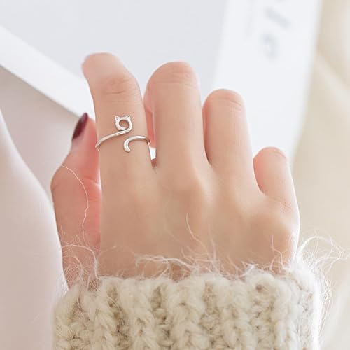 Miniatura 7 de Anillo de hilo de orejas de gato y gatito, tamaño ajustable, anillo de ganchillo para principiantes, tejer, regalo de ganchillo, herramienta