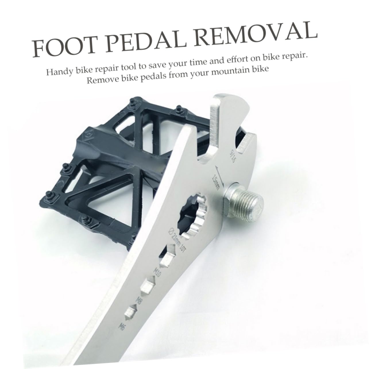 BRIGHTFUFU Crankset Central Axle Spanner Bike Pedals Repairing Wrench Multi-Function Bike Wrench Long Handle Easy to Use Tool