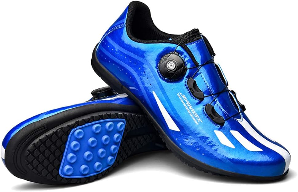 KUXUAN Mens Cycling Shoes - No Lock Indoor Cycling Exercise - Breathable Comfortable,Blue-36EU=(230mm)