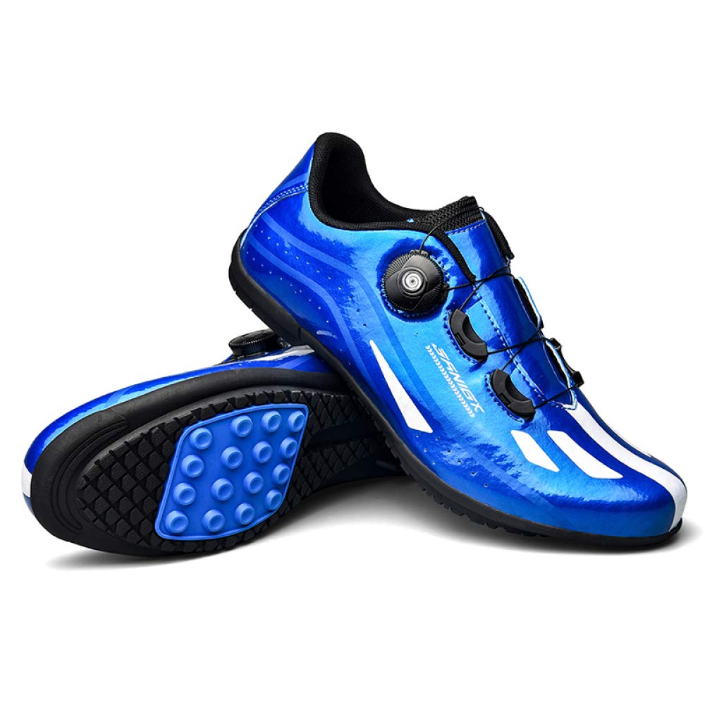 KUXUAN Mens Cycling Shoes - No Lock Indoor Cycling Exercise - Breathable Comfortable,Blue-36EU=(230mm)