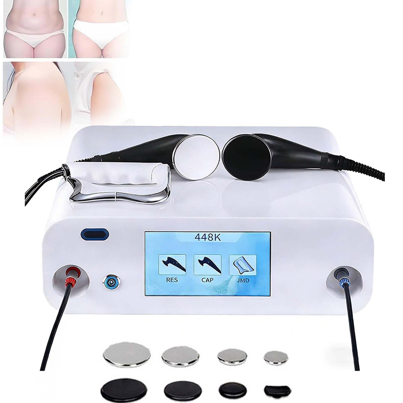 Apparecchio Per Fisioterapia Con Schermo Touch E Piastra Negativa, Diatermia Ret Cet A 448 Khz Per Sollievo Dal Dolore E Dimagrimento Di Tutto Il Corpo, 4 Cappucci + 4 Sonde Res
