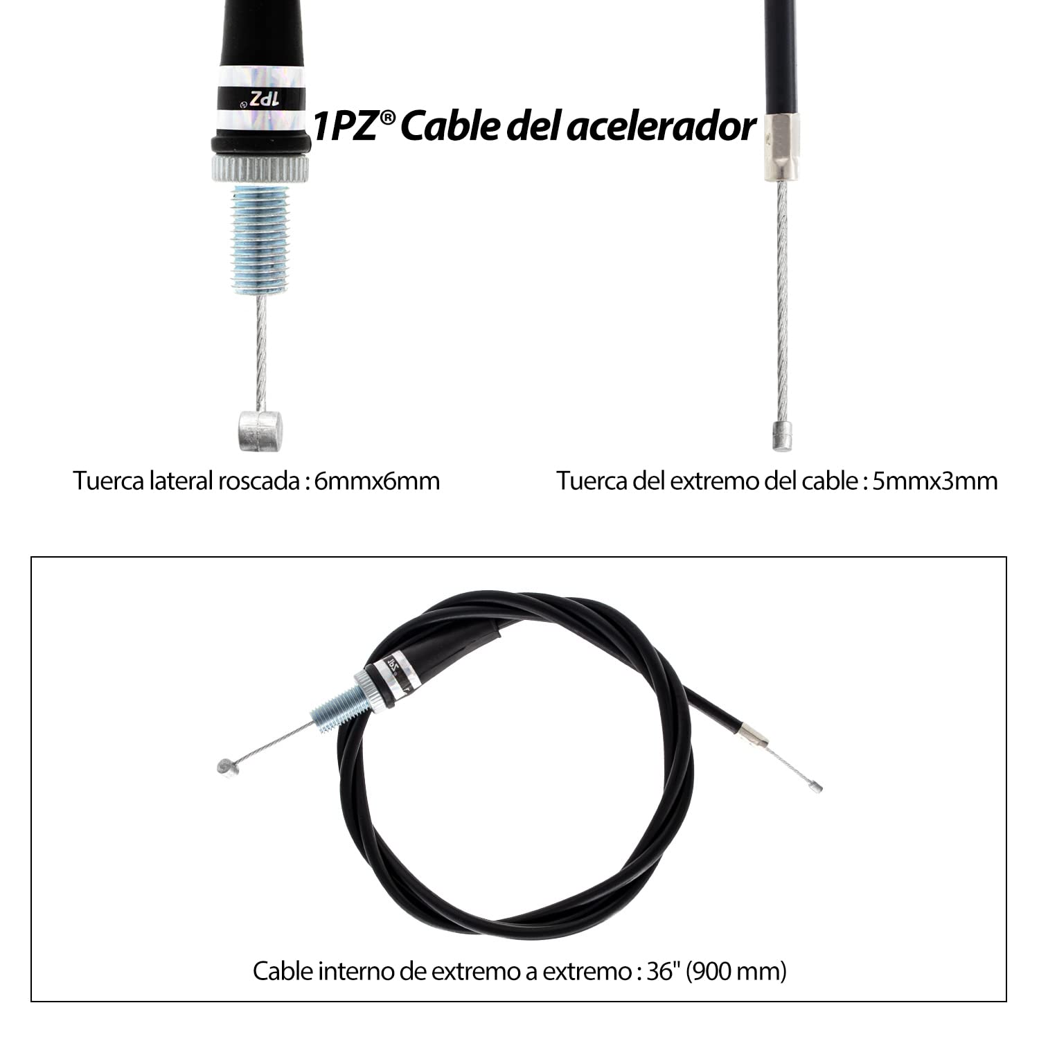 1PZ CA5-X02 Acelerador Puños Twist con Cable Kits para 7/8 Pulgadas 22mm Manillar 50cc 90cc 110cc 125cc 150cc 200cc 250cc Mini Bike ATV Quad Moto Pit Dirt Bike Motocicleta