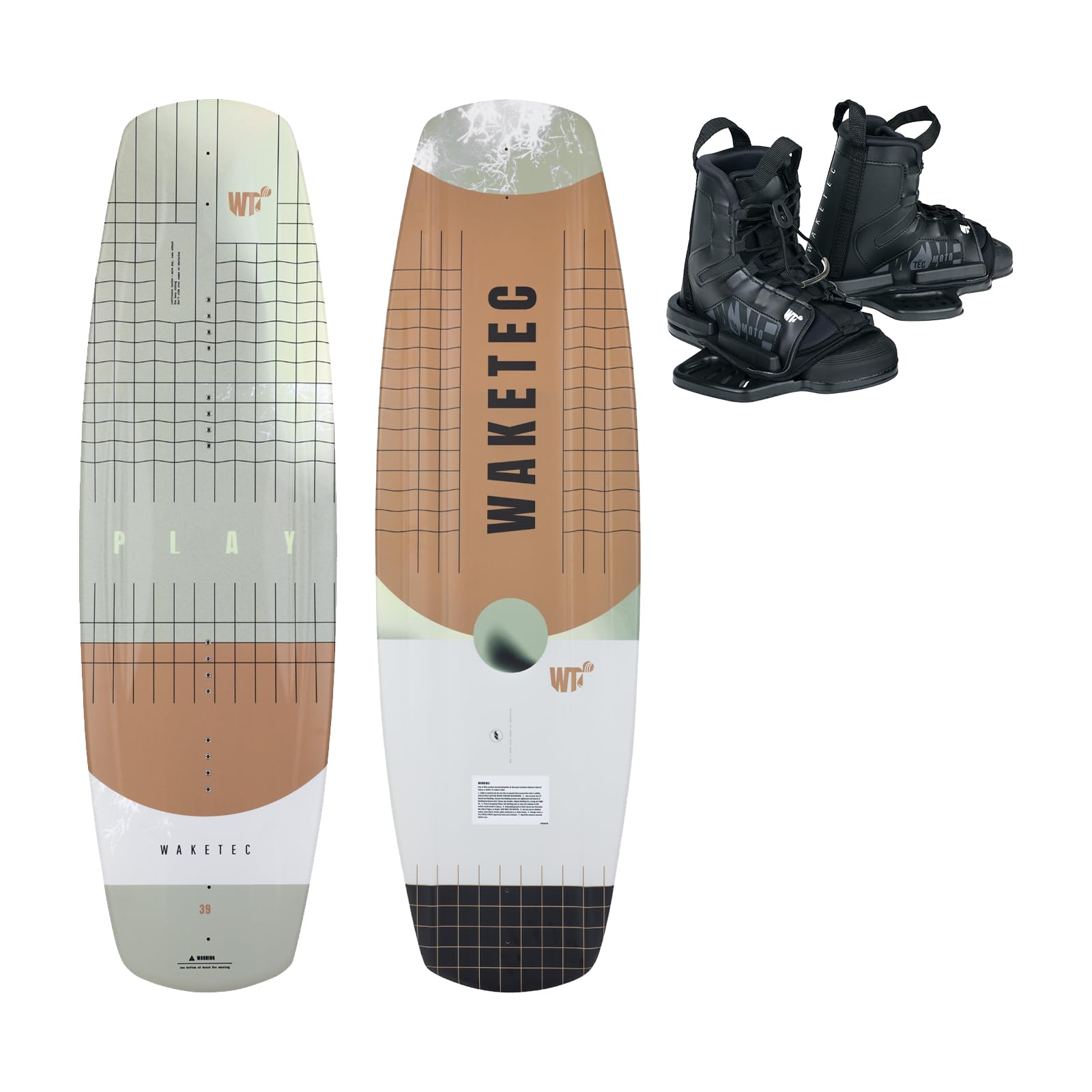 Wakeboard-Set Play mit Moto Bindung, Package für Anfänger und Fortgeschrittene, 134 cm 139 cm, leicht zu Fahren, Körpergewicht 40-85 kg, Kinder Erwachsene Einsteiger