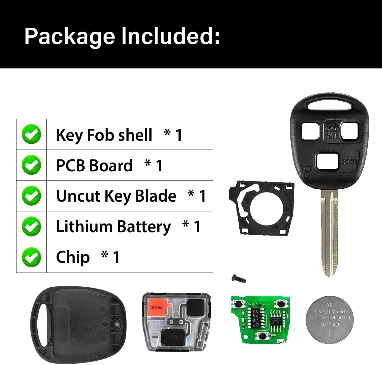 Replacement for 2003 2004 2005 2006 2007 2008 2009 Toyota Landcruiser FJ Cruiser Key Fob Remote Control HYQ1512V 3 Buttons 315MHz