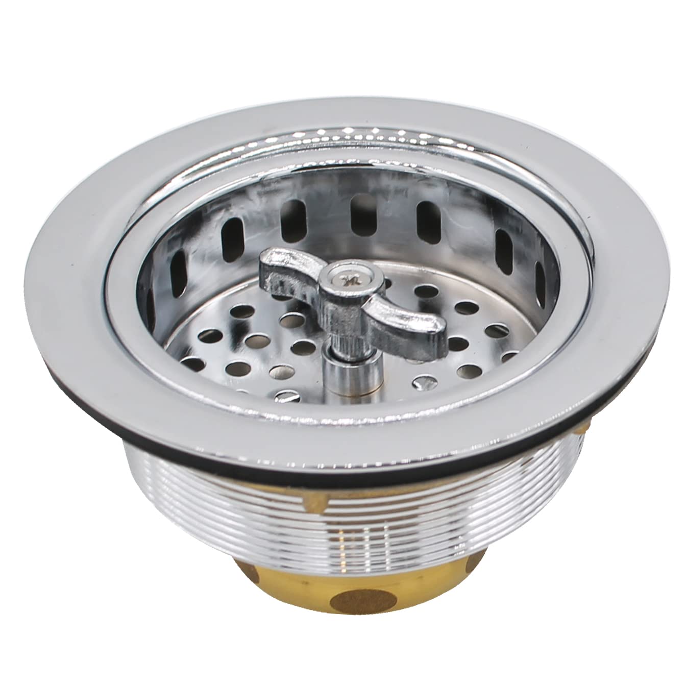 Westbrass CO2195-26 - Paquete combinado de 3-1/2 pulgadas con tuerca de mariposa estilo torcido, colador de cesta grande y cuello extra profundo para fregadero de cocina, brida de eliminación de