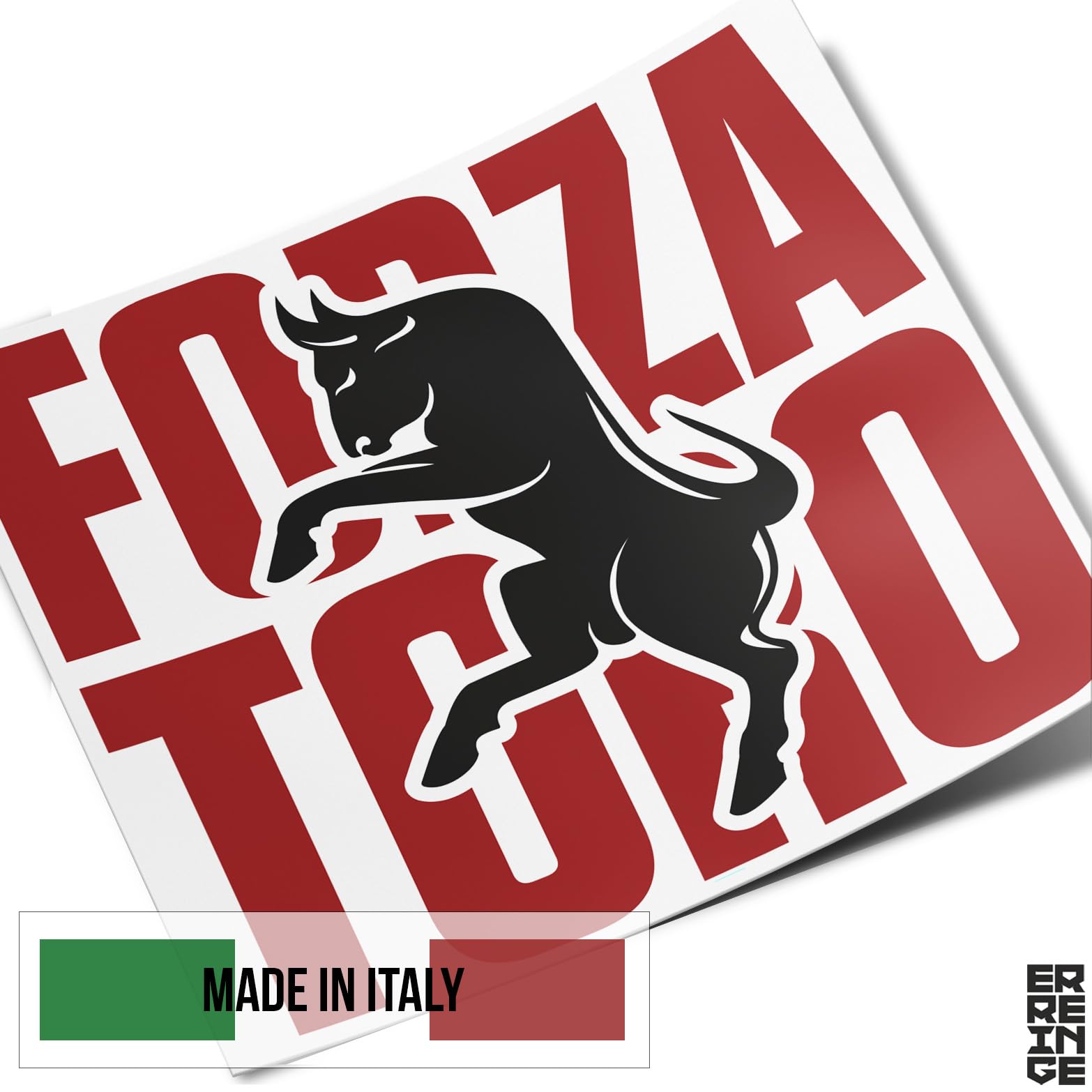 ERREINGE Sticker ORSO CHE URLA ROSSO Adesivo prespaziato in PVC per Decalcomania Parete Murale Auto Moto Casco Camper Laptop - cm 15
