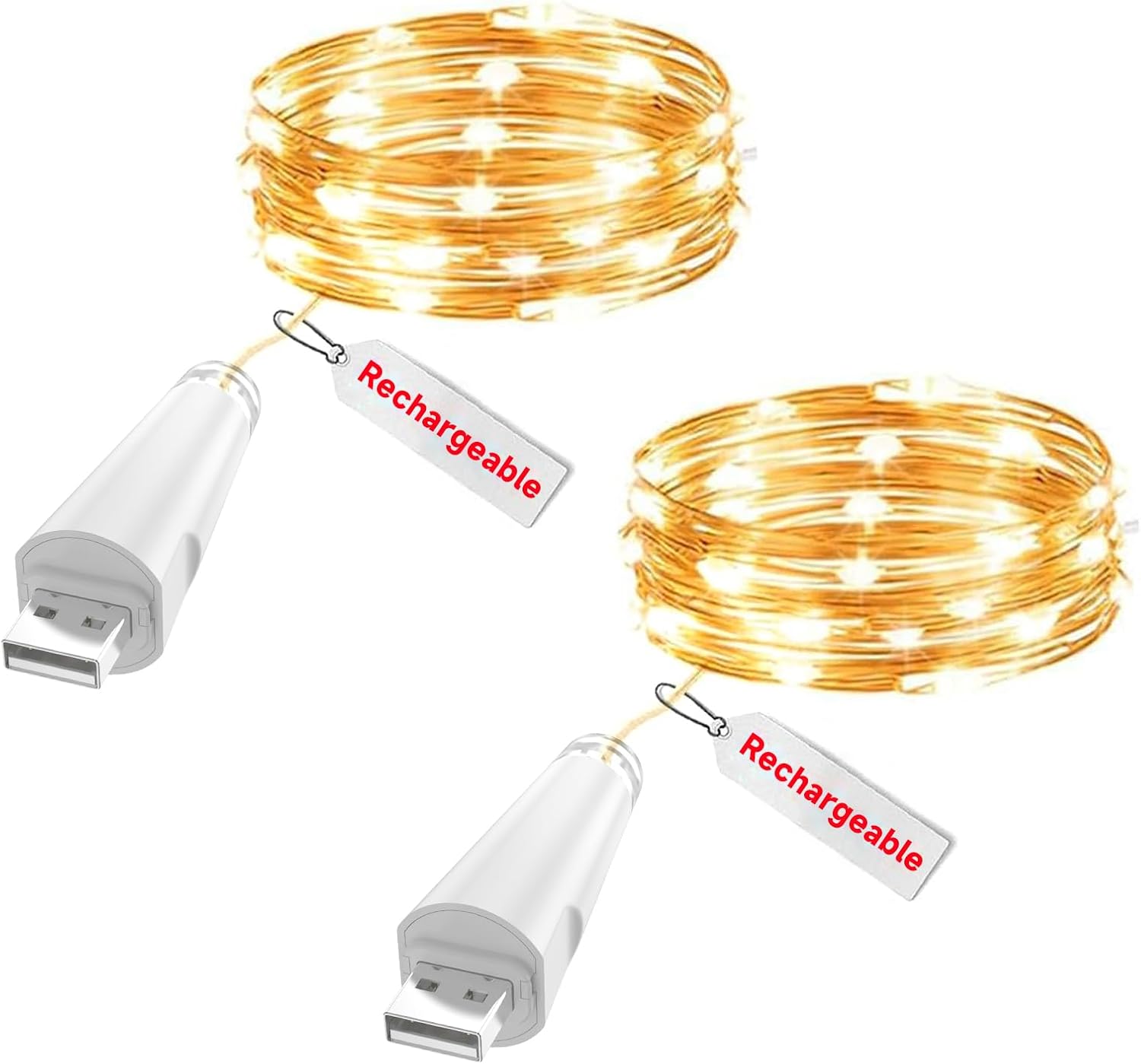 Rechargeable Fairy Lights - 7ft 20 LED String Lights, USB Rechargeable Battery Operated Twinkle Light for Mason Jars Wedding Decor Centerpiece Table Decorations Christmas - Image 8