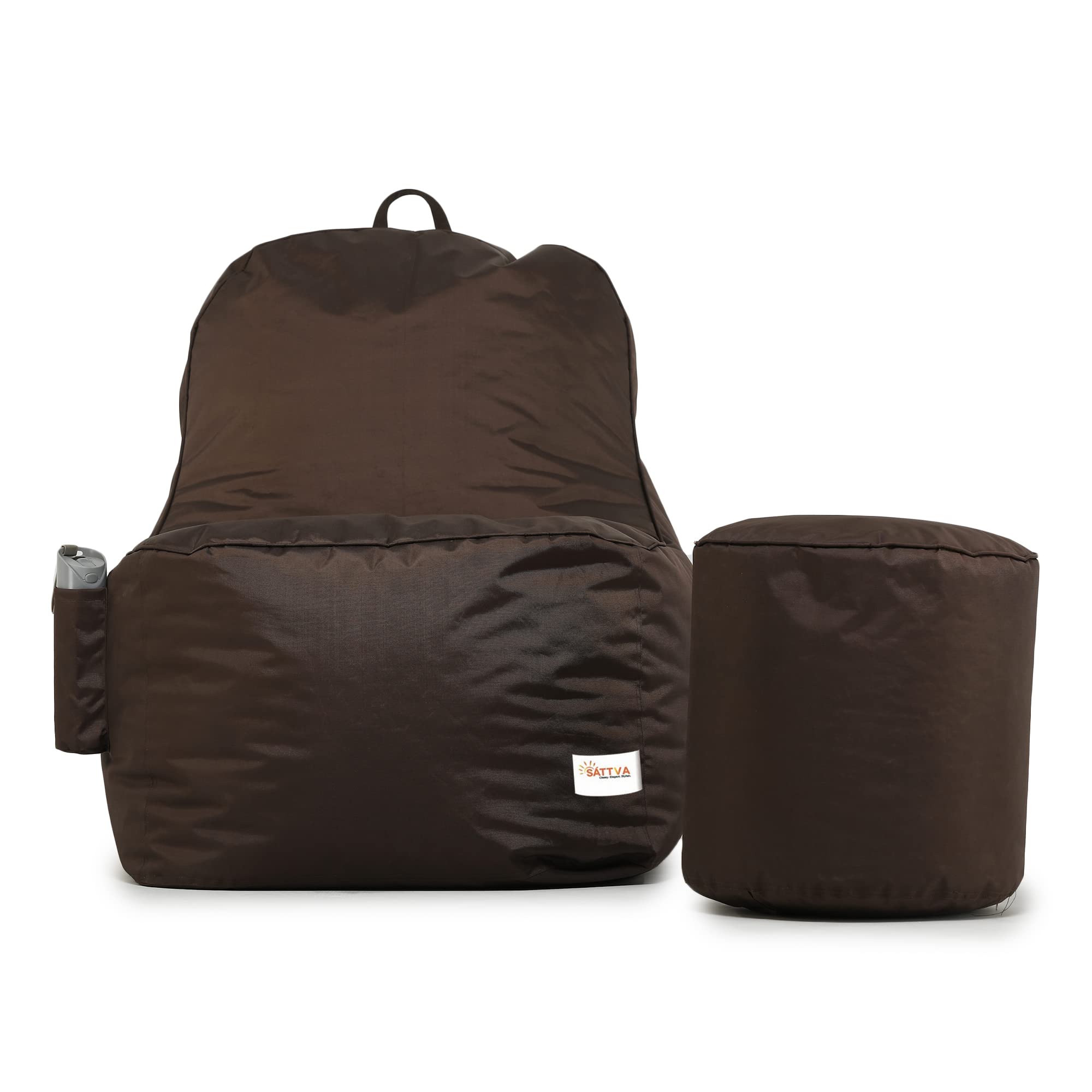 SATTVA All Weather Water Resistance Rester Bean Bag for Adults - Big Bean Bag Covers Only (No Filling), Love Sack Bean Bag Oversized, Washable Ultra Soft Zipper, Dorm & Family Room (Brown Color)