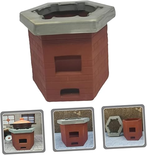 Miniatura 3 de Yardwe Adorno de estufa de cocina en miniatura, decoración de banco de cocina de cerámica para casa de muñecas, diseño delicado para casa de