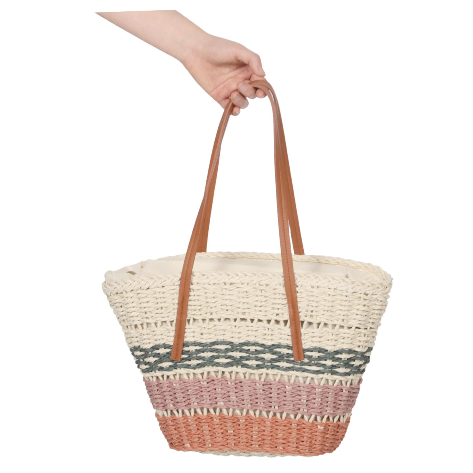 minkissy Bolso De Playa De Crochet Bolso De Mano De Algodón Diseño De Rayas Para Mujer