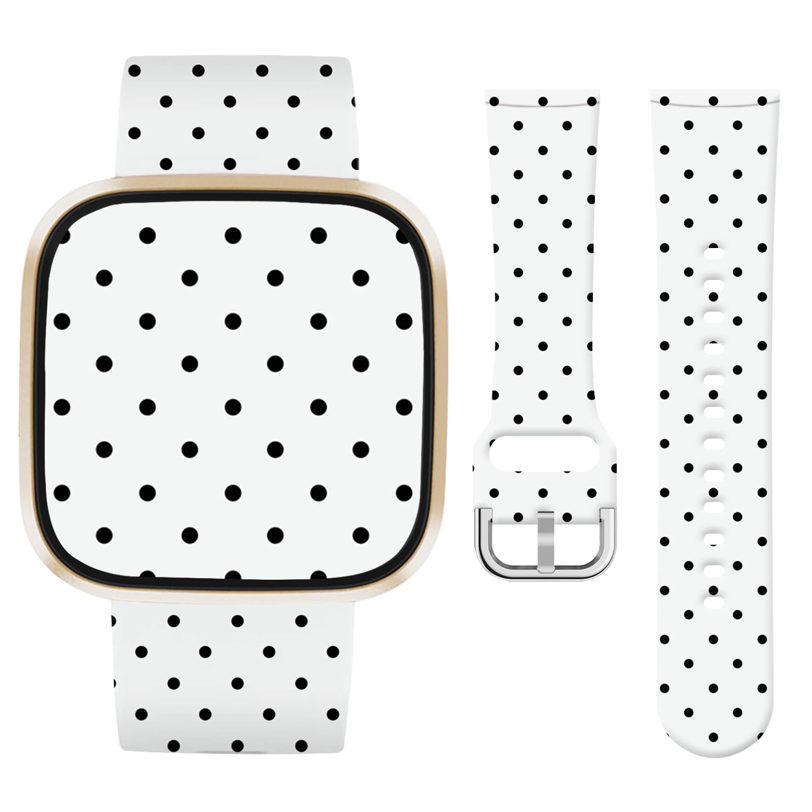 Vozehui Cute Polka Dot Strap Silicone Strap Compatible with Fitbit Versa 4 3/Sense/Sense 2,Soft Silicone Cute Replacement Straps for Women Men