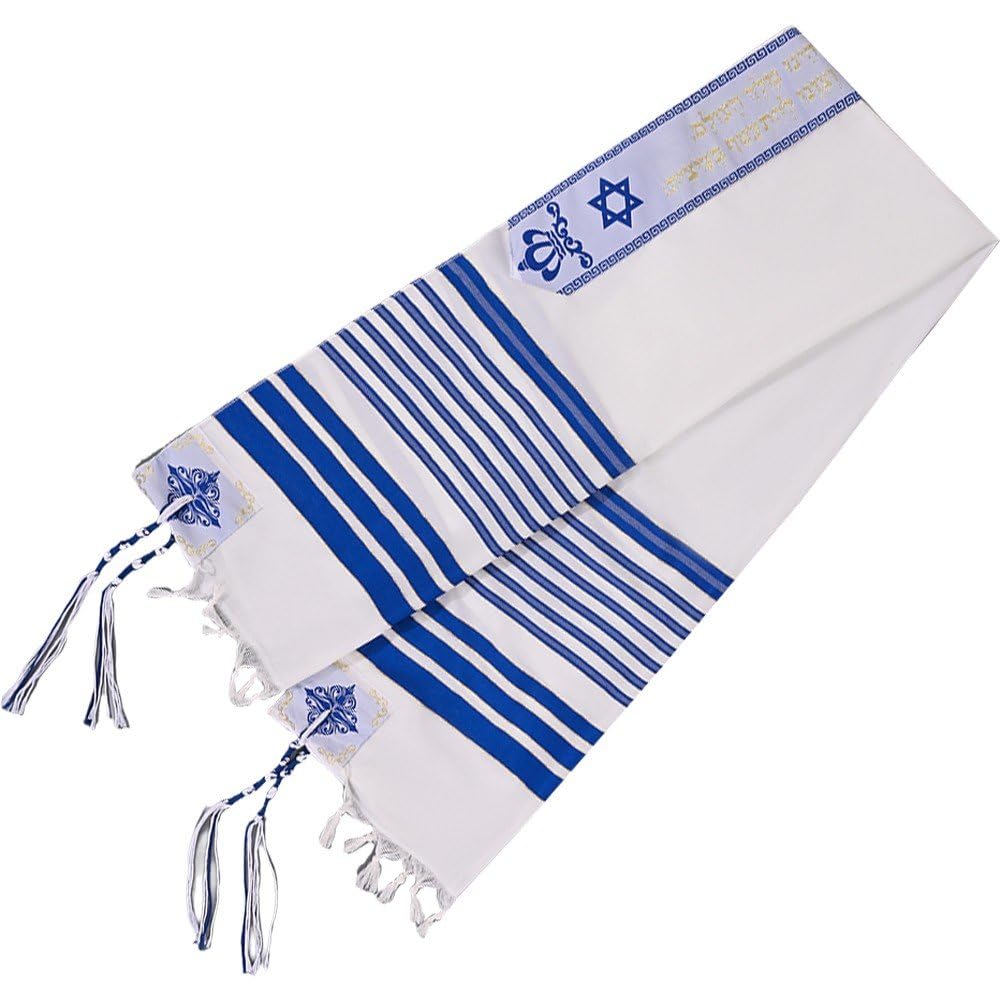 Chal De Oración Judío Tallit Katan Israel con Cuerdas Tzitzit Tallit Tradicional Israelí con Bendición En Banda para Cuello para Hombres Y Mujeres