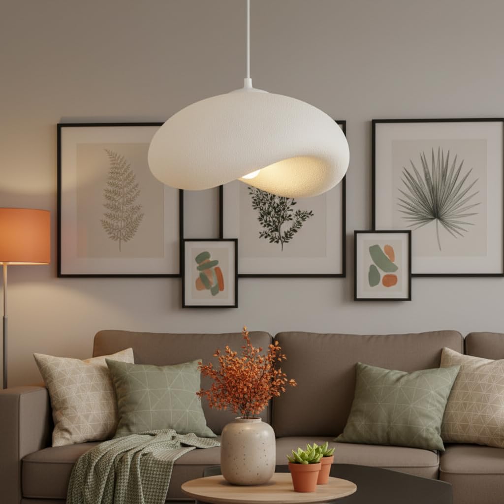 wabi sabi lampe pendelleuchte deckenlampe wabi sabi weiß 30cm japanische lampe steinoptik zement pendelleuchte groß wohnzimmer esszimmer küche japandi industriell klassisch modern e27