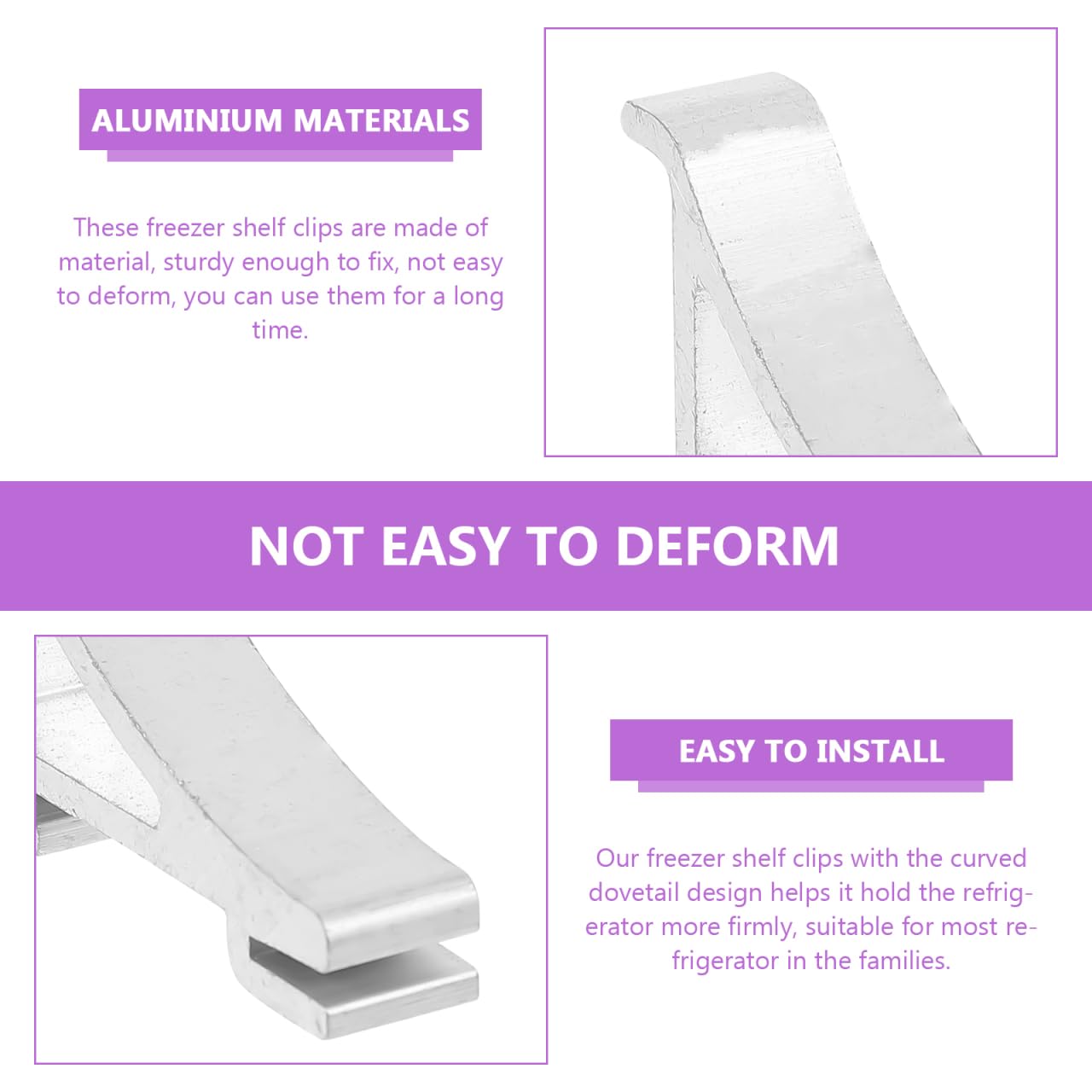 Refrigerator Shelf Clips - 8 Pack Aluminum -6