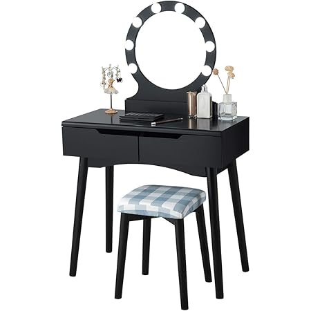 DGPBD Schminktisch Mit Beleuchtung - Kosmetiktisch Mit Stuhl Und Spiegel