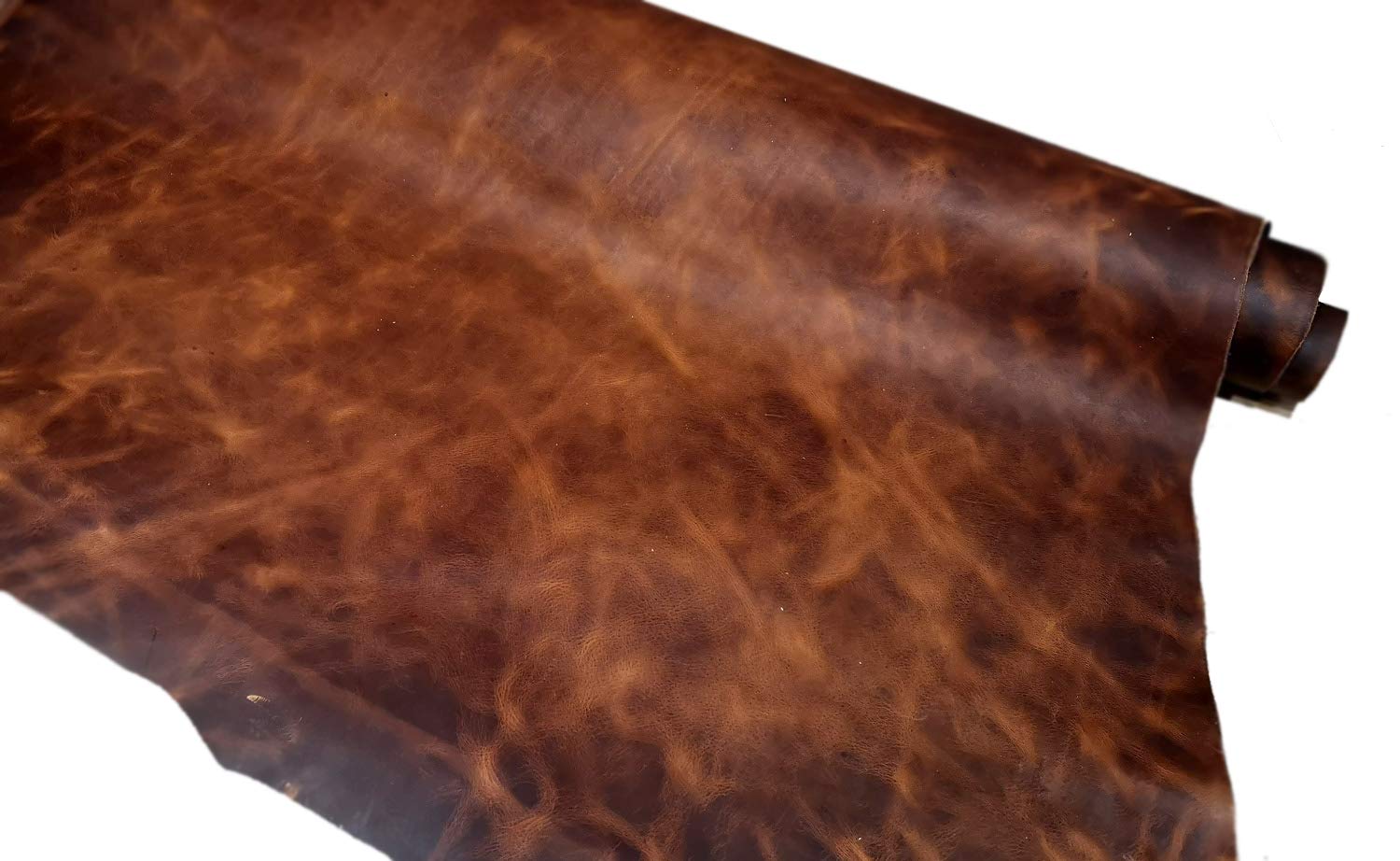 Vegetable Tanned Leather, Sunset Brown Italian Cow Hide, 1.8mm-2mm (4oz - 5oz) - Tooling Leather AAA-Grade Pieces Avail In Various Sizes (8 inch x 12 inch)