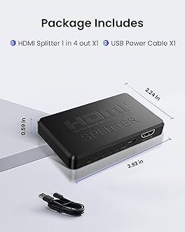 NEWCARE HDMI Splitter 1 in 4 Out Support Duplicate/Mirror 1 Source Screen to 4 HDM-I Display Devices(Not Extend), 4 Port Hdmi Splitters for 3D,1080P, UHD TV(Not Include HDMI Cable)