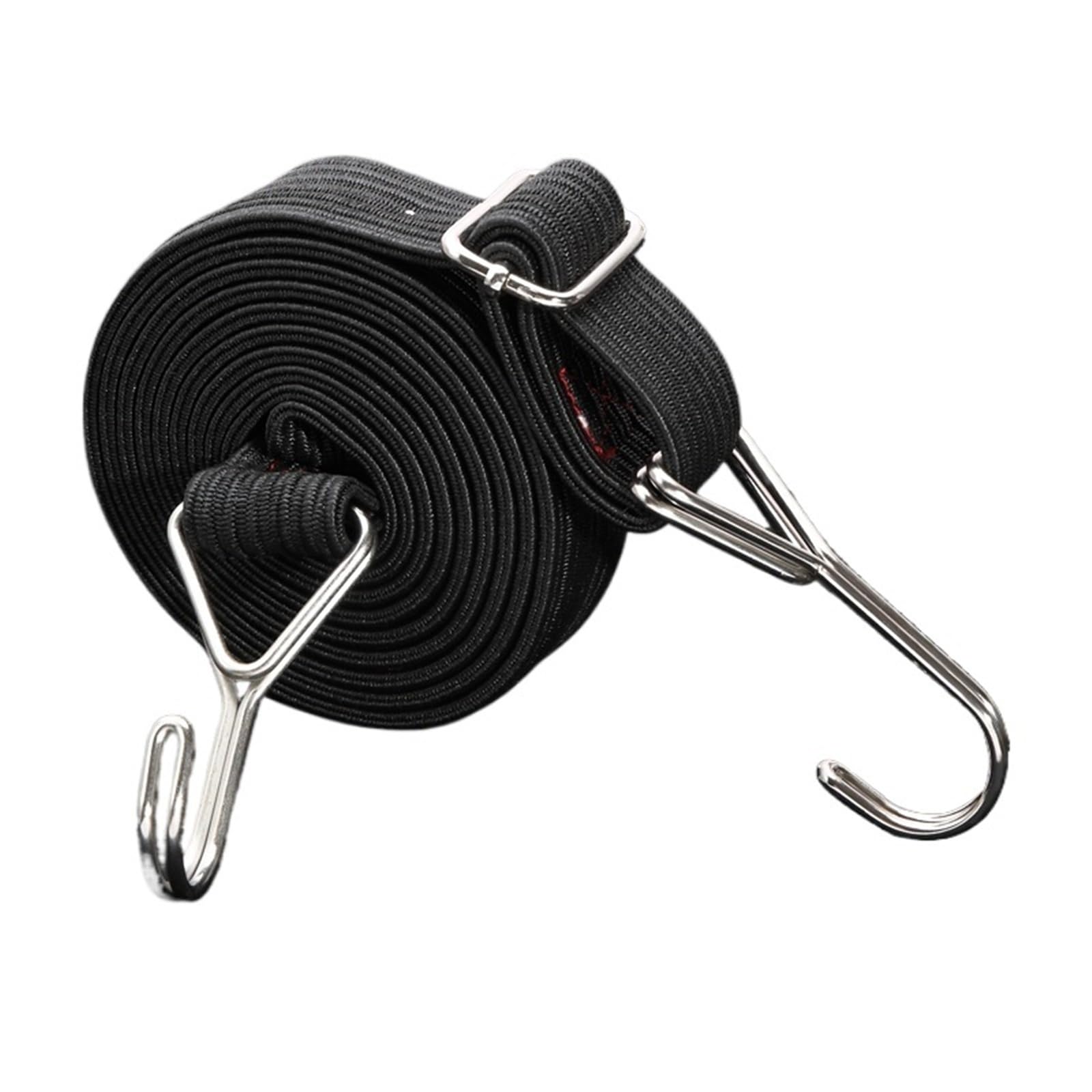 5 corde elastiche con ganci da 1/2/3/4/5 m, cinghie elastiche regolabili for portapacchi da tetto for bici, campeggio(Black,5m/19.69ft)