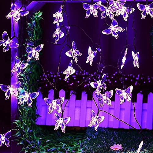 Wonfast Solar String Lights, Waterproof 16Ft 20Led Butterfly Christmas Fairy Lights Decorative Lighting For Home Party Wedding Patio Garden Porch Balcony (Purple) #TOP3