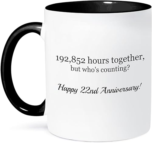 3dRose Happy 22Nd Anniversary-198852 Hours Together - Taza (1 unidad), color negro
