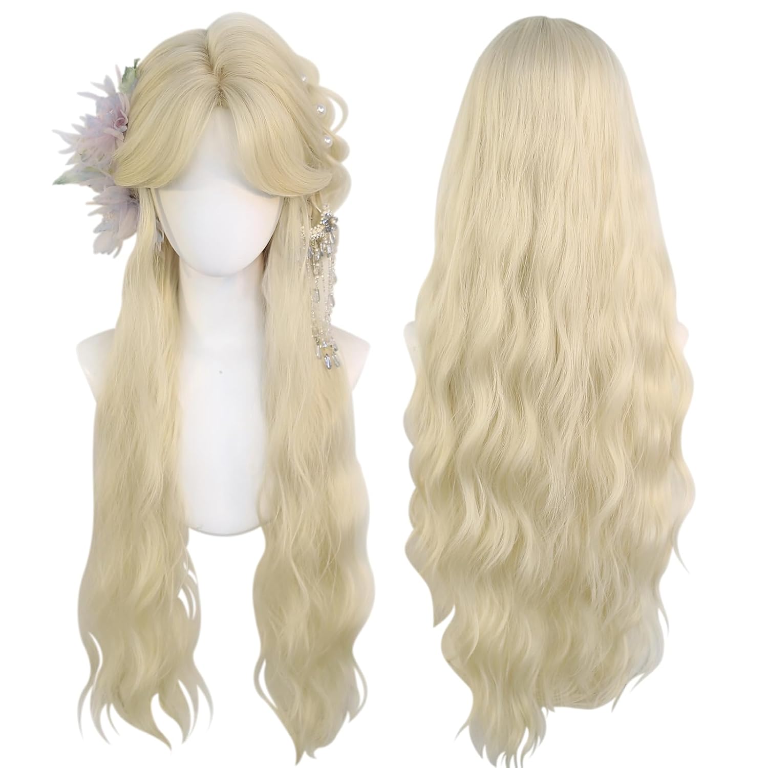 KORURACLUB gradient Wigs cosplay Wig pink and lolita wigs anime wig halloween Wigs for women (No accessories included) (Champagne Blonde)