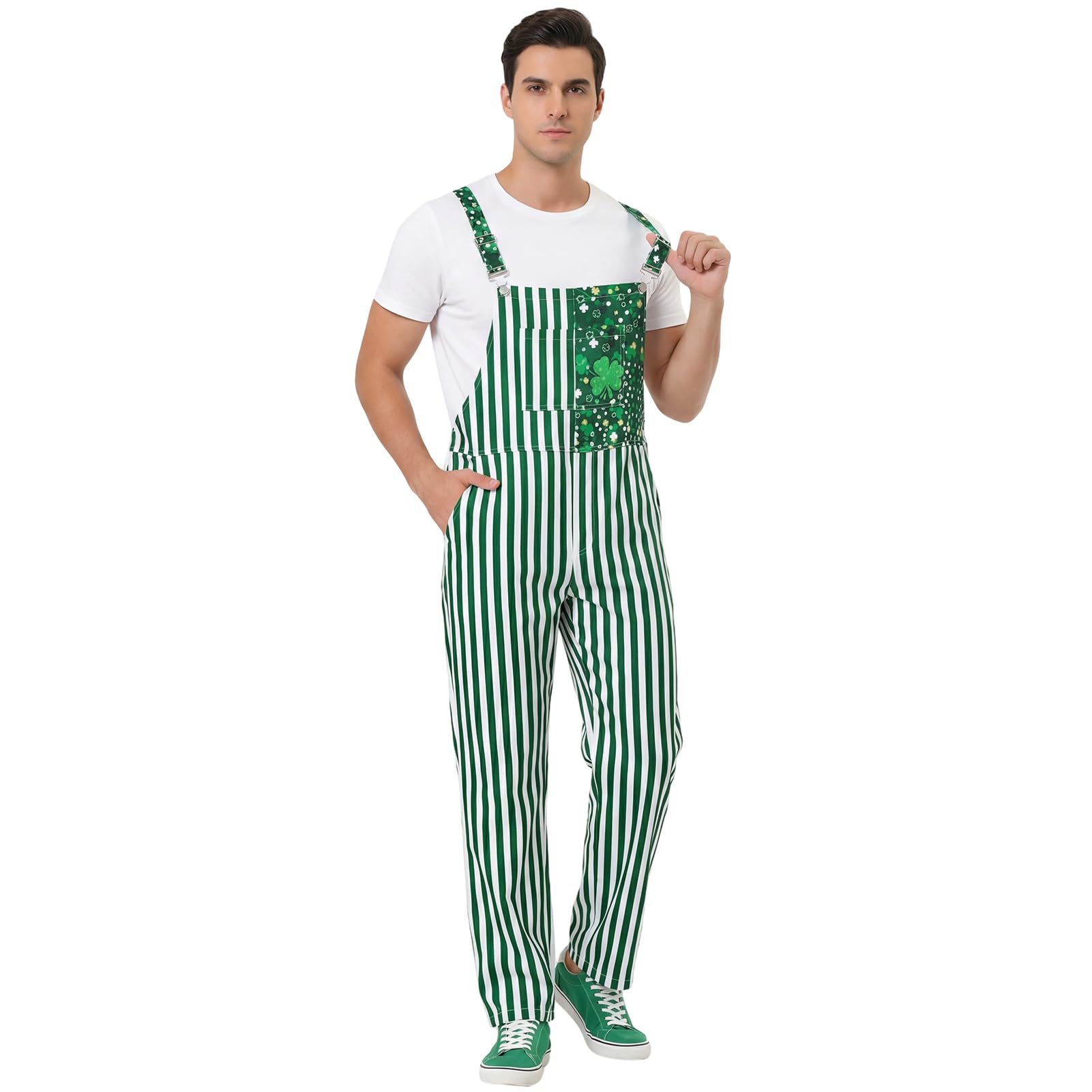 Suffolly Women's St. Patrick's Short Clover Overalls Costume (Style B, M)
