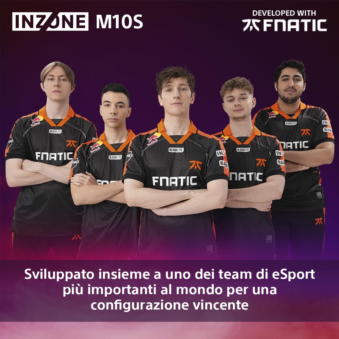 Sony INZONE Gaming Monitor M10S OLED QHD da 27-1440p, 480 Hz, G-Sync, Adaptive Sync, modello sviluppato con Fnatic, 1300 nit, DisplayPort 2.1-2 x HDMI 2.1- PC, PS5 [Classe di efficienza energetica F]
