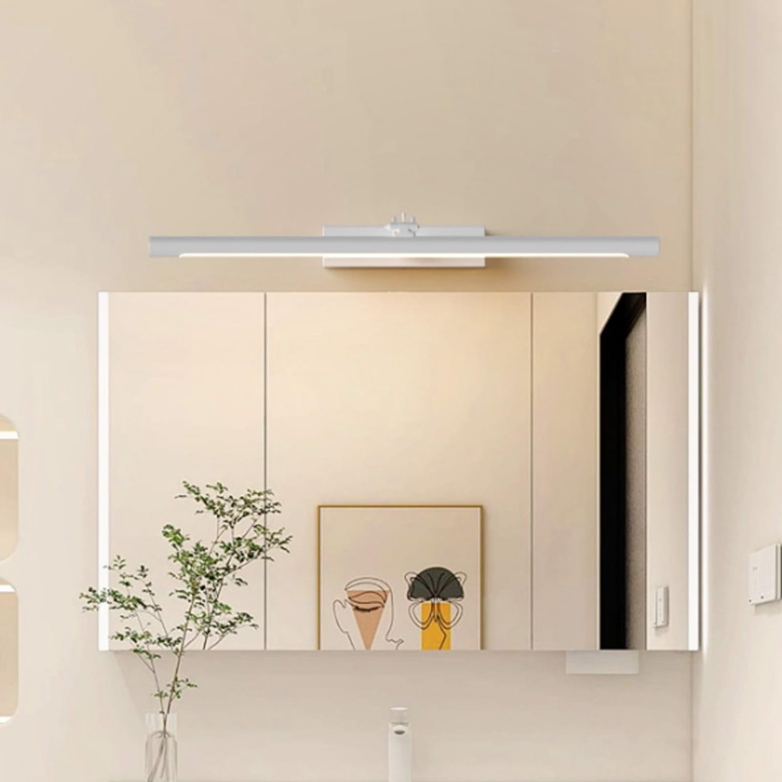 Lámpara de espejo baño rotación 240 grados luz cálida rectangular acrílico 8