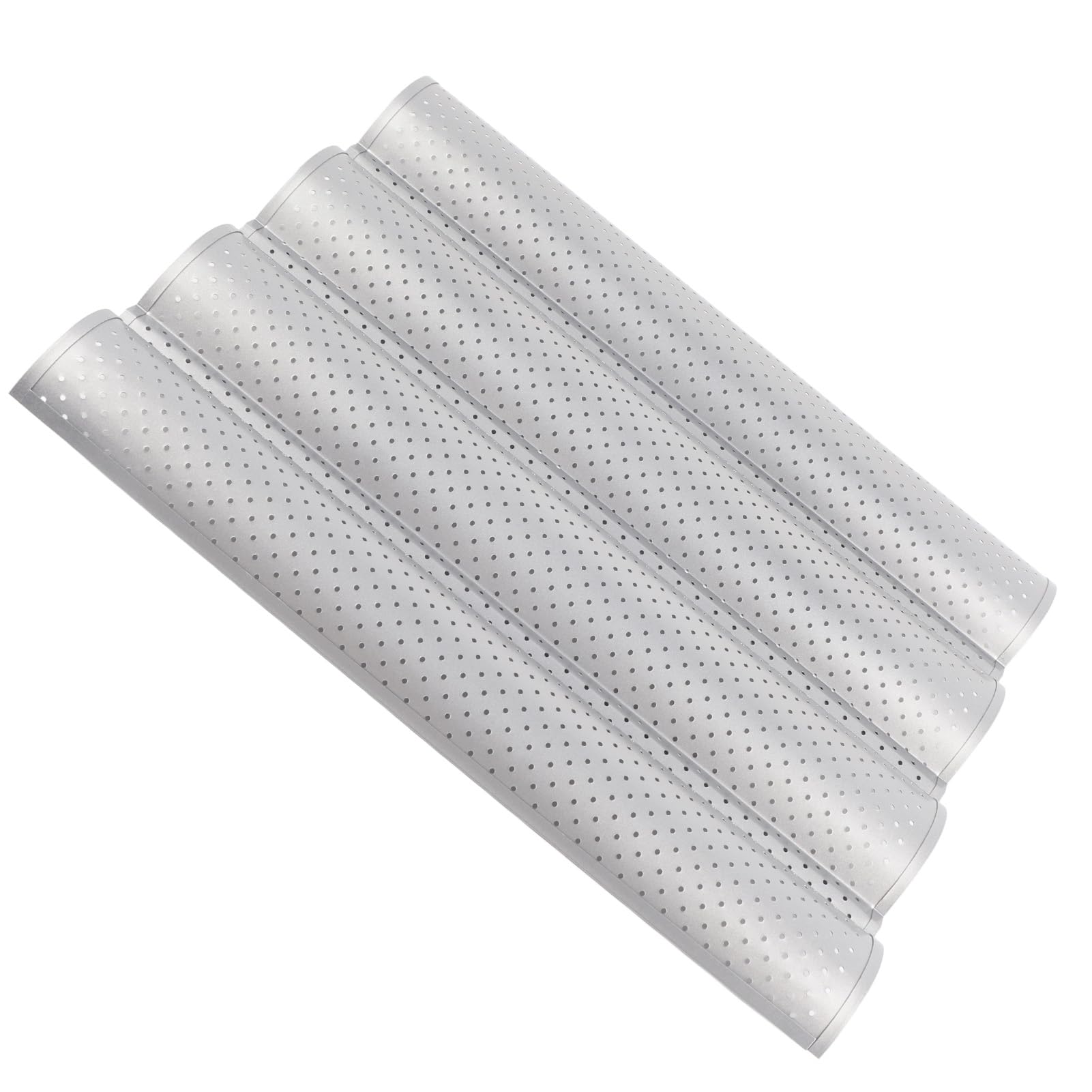 EVGATSAUTO French Bread Pan Baking with MultiGrooves High Efficiency for Golden Crust Family Desserts Stainless Steel (Four slots)