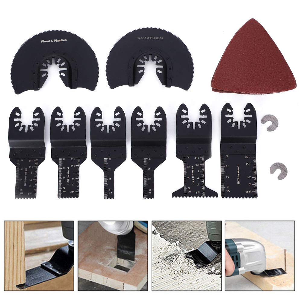 33 lame per universali per multiutensile oscillante, kit di taglio in acciaio ad alto tenore di carbonio per legno, plastica e metallo, compatibile con la maggior parte dei