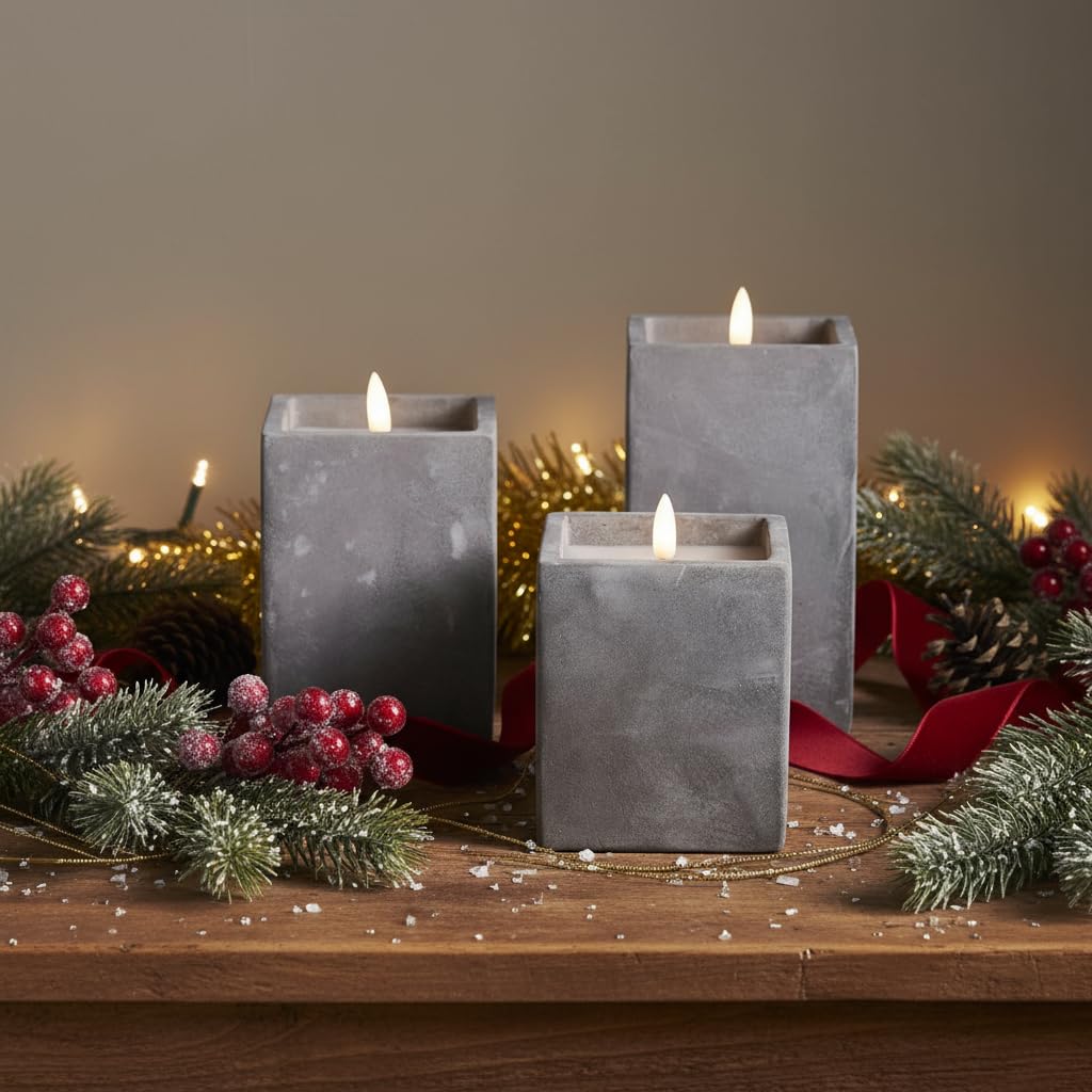 Candele a LED con funzione timer, candela a LED con timer, candela tremolante, fiamma tremolante, set di 3 candele decorative, candele bianche, candele elettriche con batteria e funzione timer