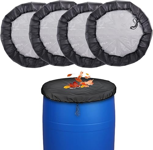Cubierta de malla para barril de lluvia, barriles de lluvia, cubierta de cubo de agua con cordón para mantener las hojas y los desechos fuera,